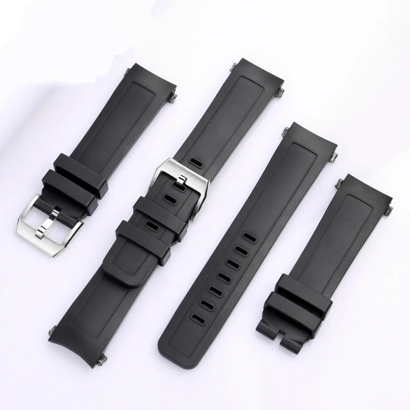 22mm Fluoro Rubber Watch Band Men Bracelet For IWC Aquatimer IW356802 376705 376710 376711 Curved Silicone Quick Release Strap