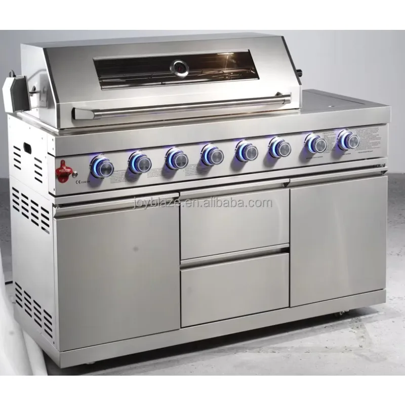 Certified Home Barbecue Machine Modern 6+1+1 Burners High Quality 304 Stainless Steel Outdoor BBQ Gas Grill