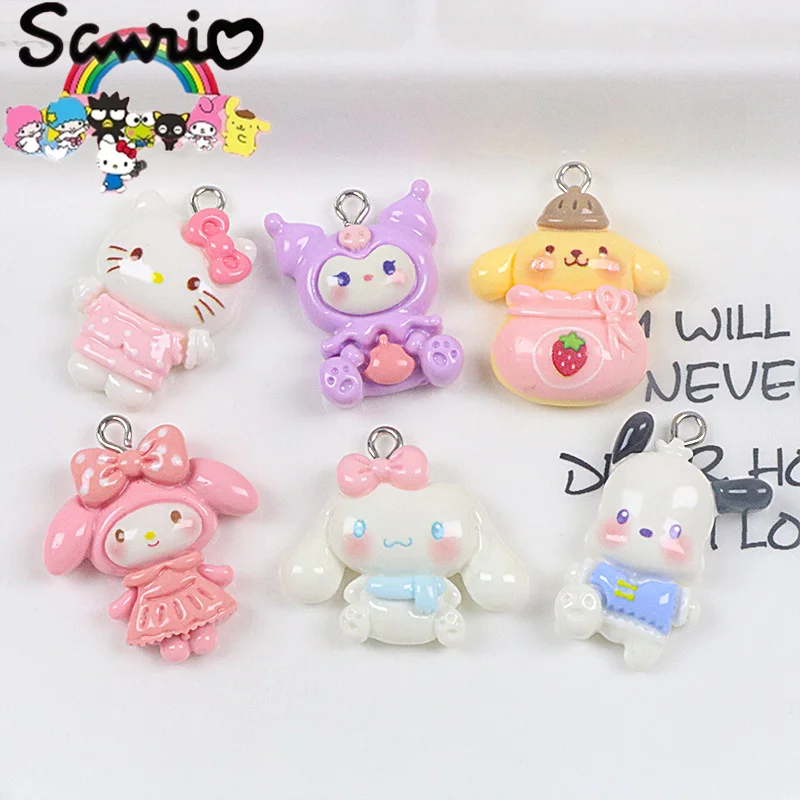 Sanrio Resin Anime Pendant Cute Kuromis Melodys Pochaccos Bright Face Zipper Buckle Pendants DIY Accessories Children's Toy Gift