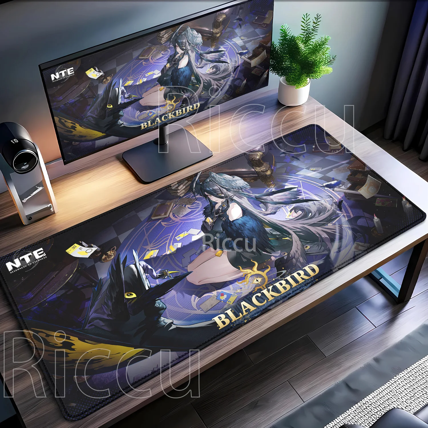 NTE Mousepad Blackbird Neverness To Everness PC Gaming Mouse Pad Non-Slip Base Office Accessories Anime Girl HD Printing DeskMat