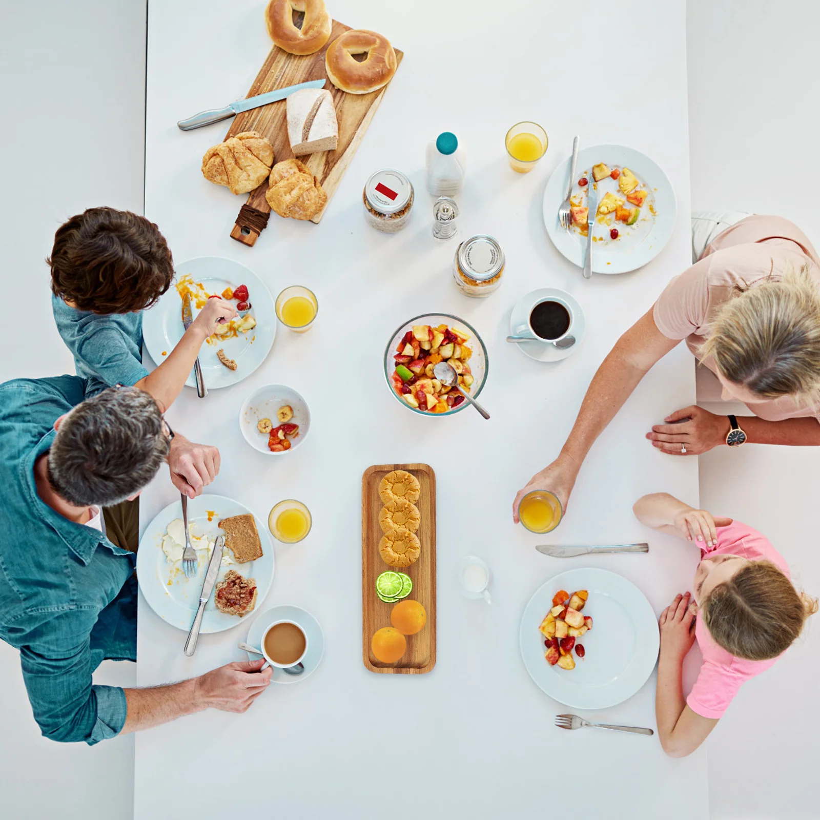 

Wooden Tray Fruit Plate Rustic Design Snack Tea Serving Tray Decorative Food Dish for Home Party Kitchen Dining