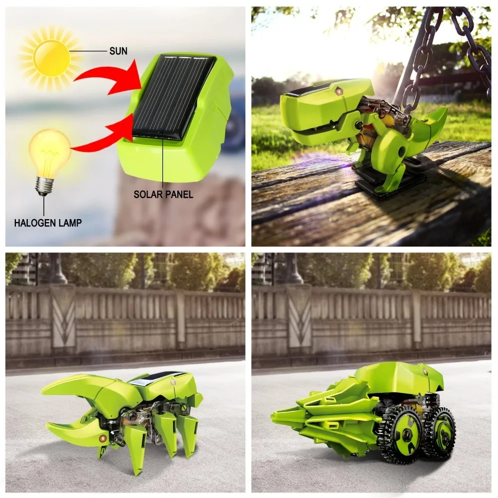 Kit de robô solar 3 em 1, brinquedos de dinossauro robô, projetos STEM para crianças, jogos de construção brinquedos de robô para 8 9 10 11 12 anos meninos meninas