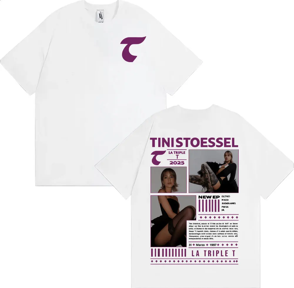TINI STOESSEL La Triple T Fectura 2025 جولة ميرش تي شيرت الرجال النساء Harajuku الجمالية تي شيرت ريترو عادية 100% القطن تي شيرت #3