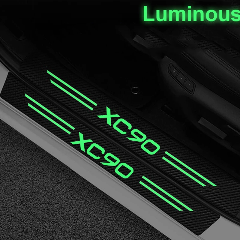 Luminous for Volvo XC90 Logo Car Door Threshold Stickers Anti Scratch Film Night Lighted Rear Trunk Sill Waterproof Decals Tape