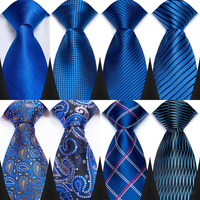 Luxury 8CM Mens Necktie Royal Blue Color Solid Paisley Stripes Ties For Man Groom Jacquard Woven Neck Tie For Business Party