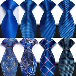 Men's Tie Classic Stripe Paisley 8cm Jacquard Luxury Necktie Royal Blue Color Accessories Daily Wear Cravat Wedding Party Gift