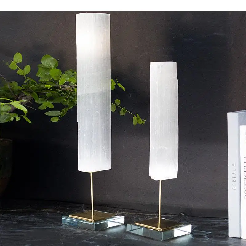 Minimalism Natural Crystal Stone Pillar Base Ornaments Desk Decoration Gypsum Ore Sculpture Crafts Room Aesthetics Decor