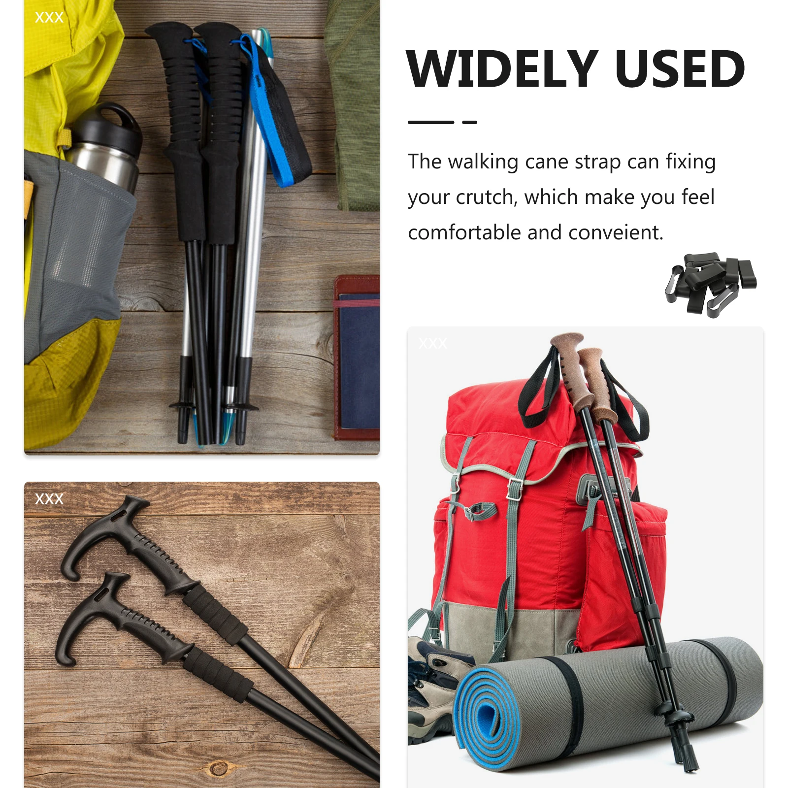 

10 Pcs Crutch Fixing Device Walking Cane Accessory Elderly Stick Strap Holder Trekking Pole Bond Ring Portable Reusable