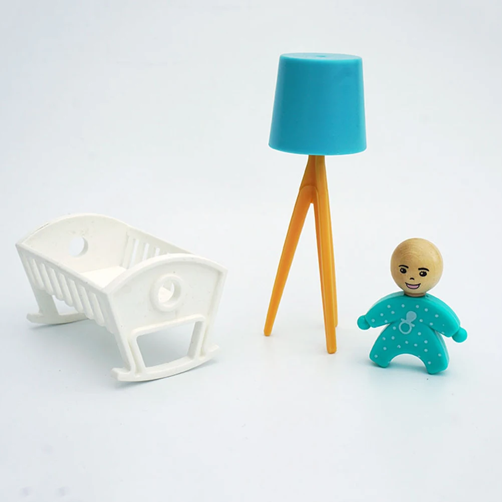 1 Zestaw Symulowanej Miniaturowej Lampki Podłogowej w Kształcie Łóżeczka Dziecięcego, Dekoracja dla Niemowląt, Mini Wyposażenie Domku dla Lalek, Trwałe i Bezpieczne dla Dzieci