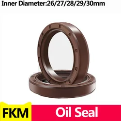 Brown FKM Framework Oil Seal TC Fluoro Rubber Gasket Rings Cover Double Lip with Spring for Bearing ID*OD*THK 26/27/28/29/30MM