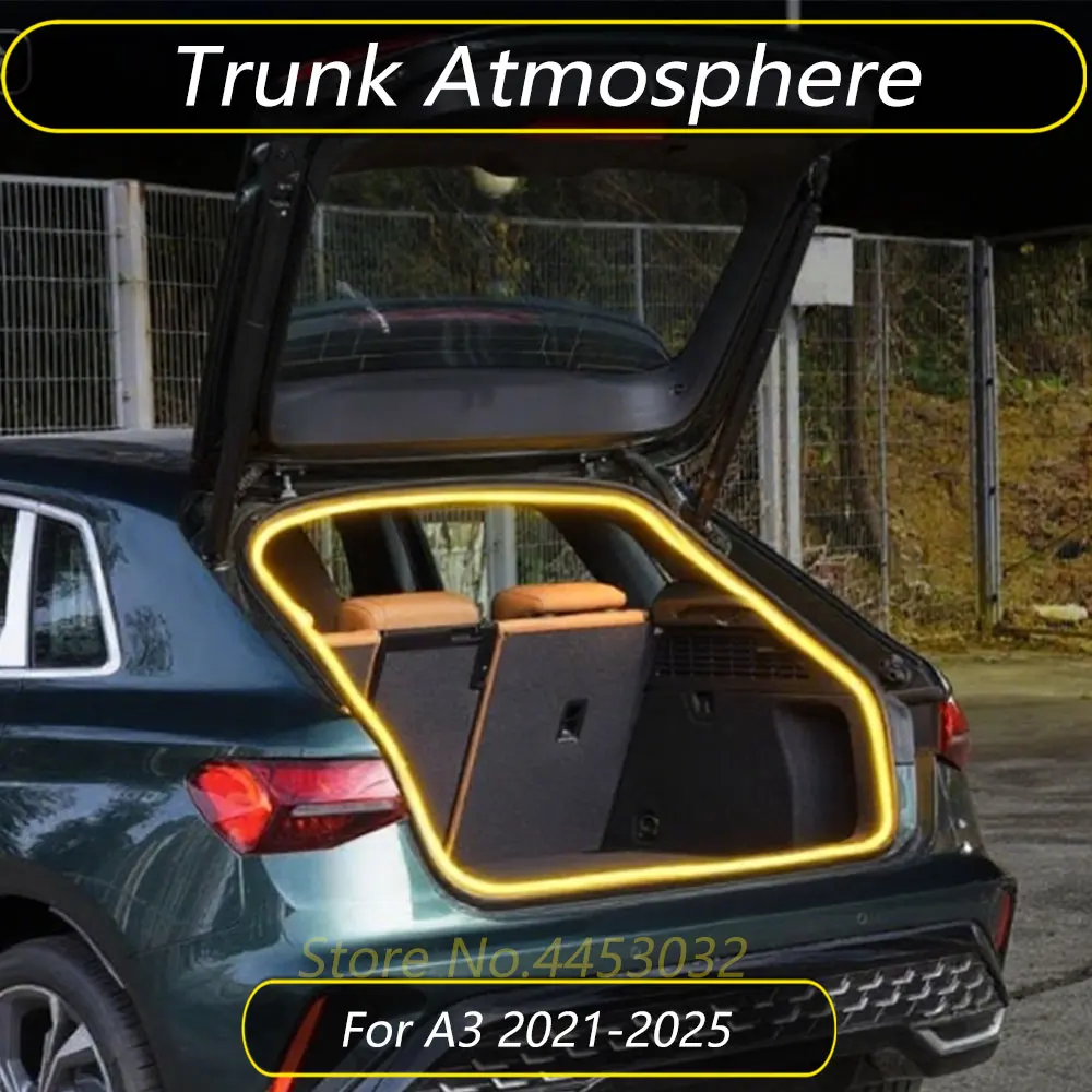 

For Audi A3 8Y 2021-2025 Car Trunk LED Atmosphere Light Strip Kit Easy Install Bright Interior Lighting 157 Inches 12V