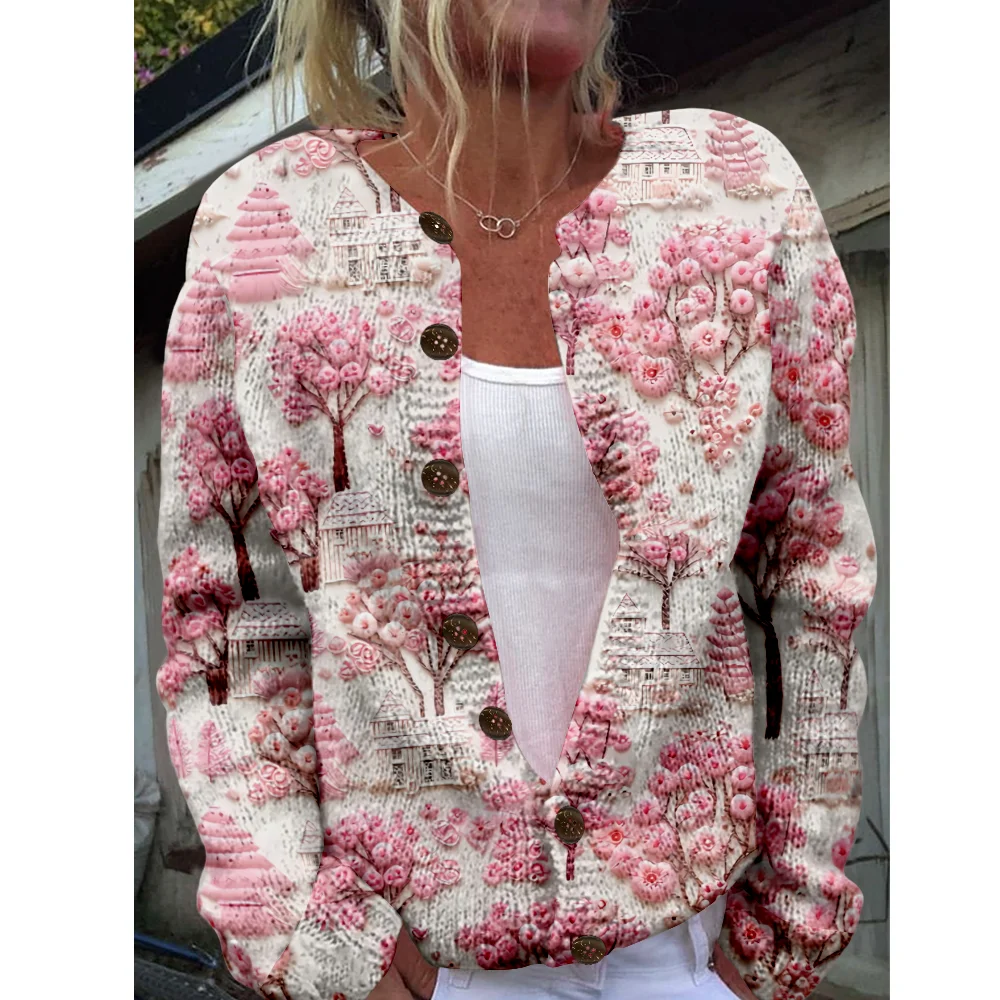 

Autumn Winter Knitted Sweet floral Cardigan Sweater Streetwear Women Sweaters Knit Top Casual Cool Jumpers Fashion