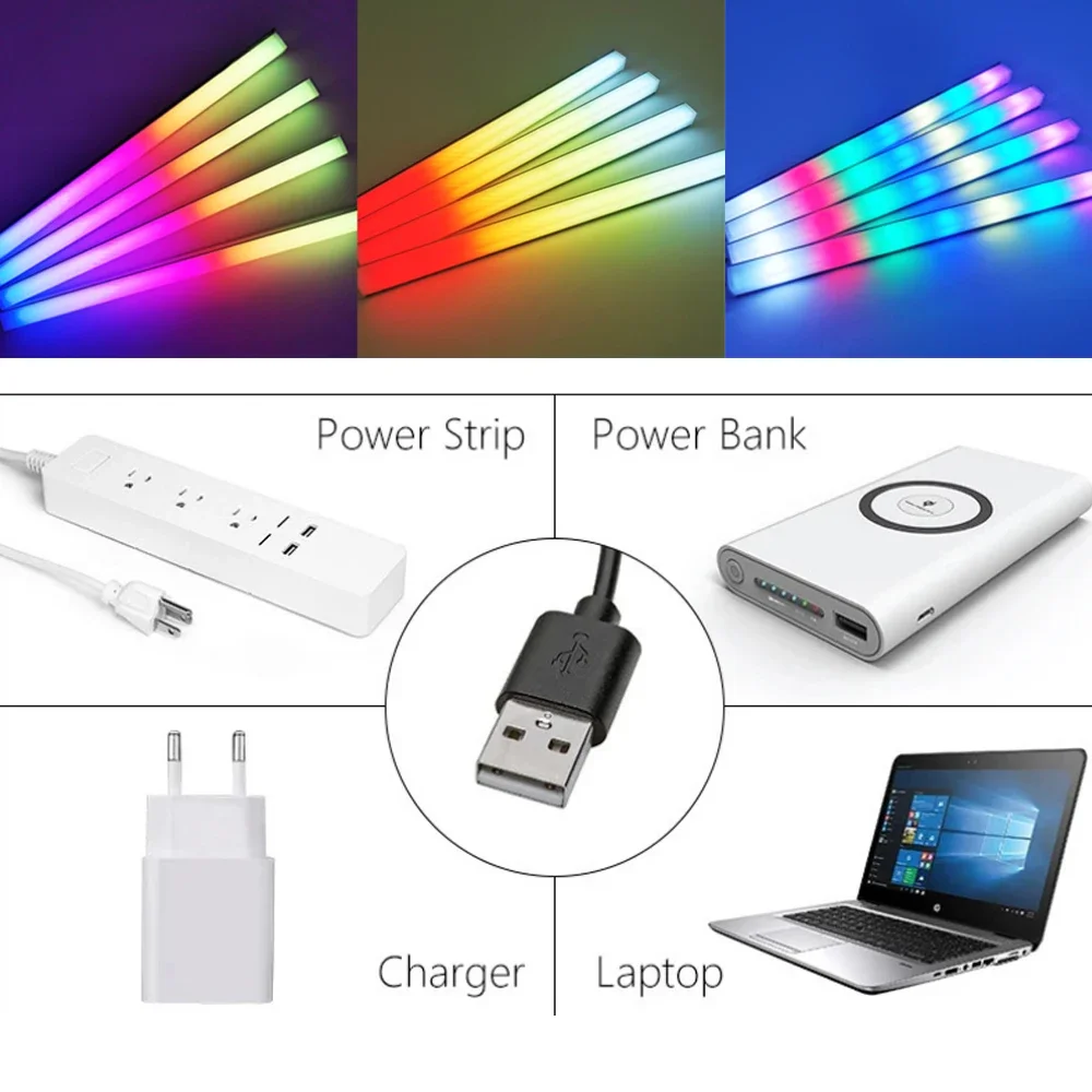 ARGB Motherboard Light Strip 5V 3PIN WS2812B RGB LED Magnetic Computer Light Bar With USB Remote Control PC Game Light Aluminum