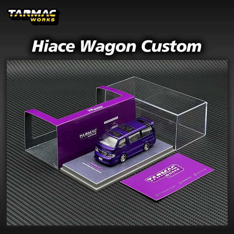 TW 1:64 Hiace Wagon Custom Purple Diecast Diorama Car Model Collection Toys Tarmac Works