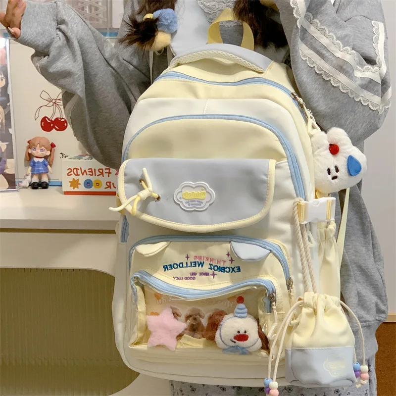 Contrast color desihngirls backpack Good lookingandlargecapacityschool backpack for girls Pain bag tote bagforwomenAgiftforagirl