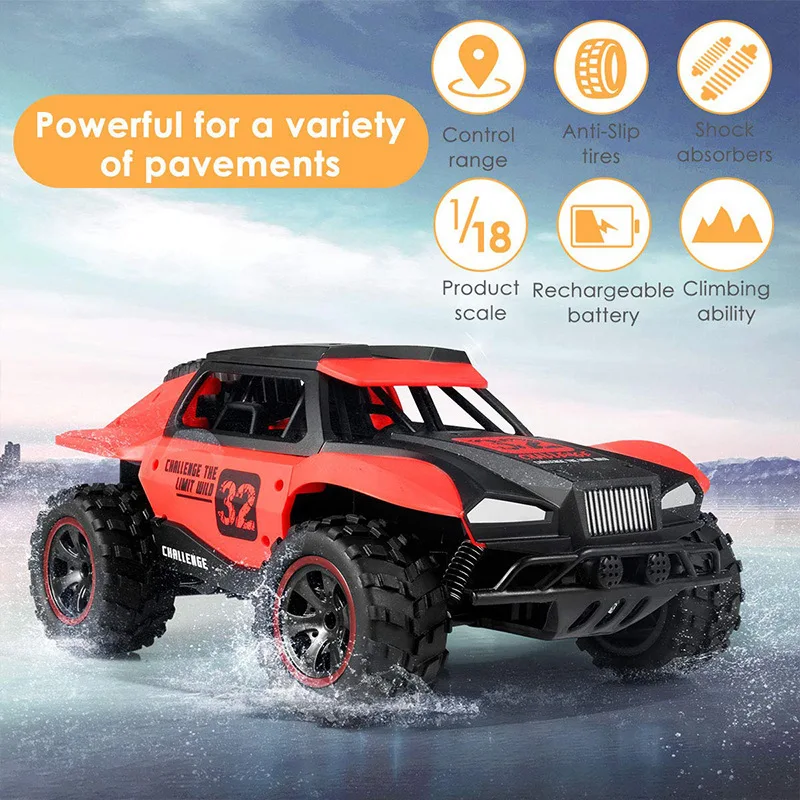 Kyamrc New 1818 Large Rc Car 2.4ghz 1/18 2wd Off-Road Remote Control Truck Racing Car Toys Rtr For Kids Beginners Boy'S Gift