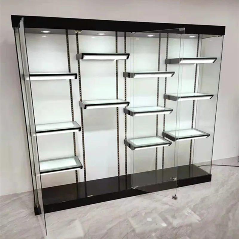 

* Customized Hair Salon Display Furniture Shoes Handbag Hair Wigs Display Cabinet for Sale