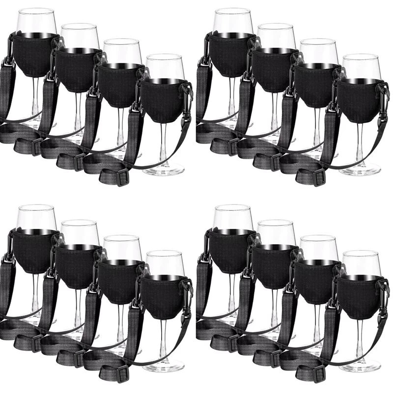 T19C 16PCS Portable Wine Glass Holder Strap Wine Sling Yoke Glass Holder Support Neck Strap For Birthday Cocktail Tools A
