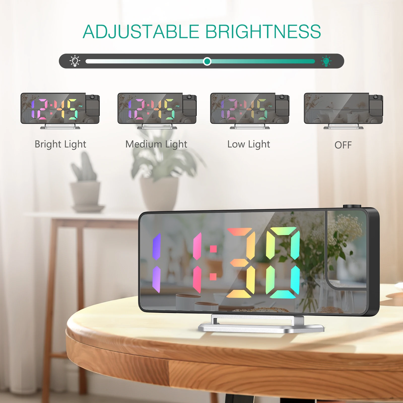 ORIA Projection Alarm Clock LED Mirror Alarm Clock 7.9\