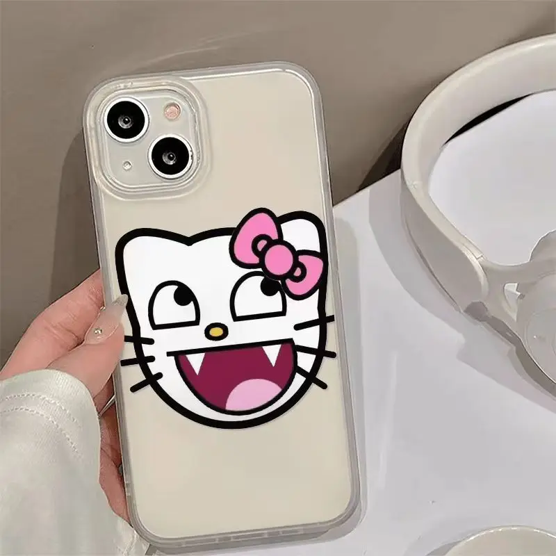 Teasing And Laughing Hello Kitty Sanrio Phone Case For iPhone16 15 14 ProMax 11 12 13 Pro XR XS 7 8 Plus Frosted Anti Drop Cover