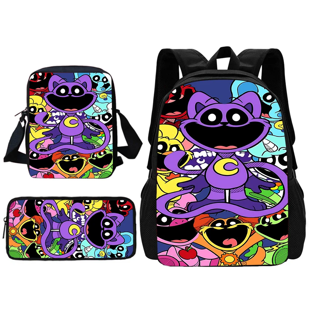 Amine HOT Smiling Critters 3 pcs set Child School Backpack With Shoulder Bag Pencil Bags School Bags for Boys Girls Best Gift