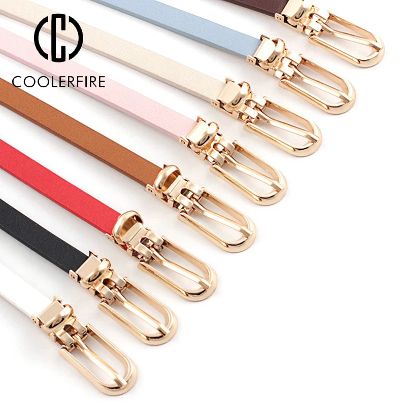 Women's Simple Solid Color PU Leather Thin Belt