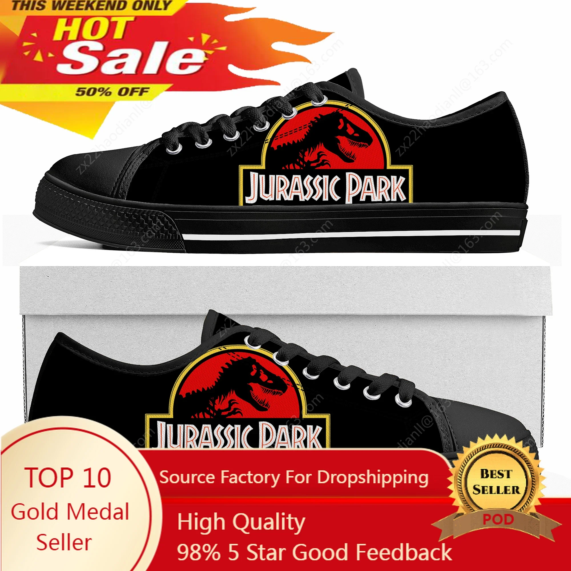 

Cartoon Dinosaur World Jurassic Park Low Top Sneakers Mens Womens Teenager Canvas Sneaker Couple Shoes High Quality Custom Shoe