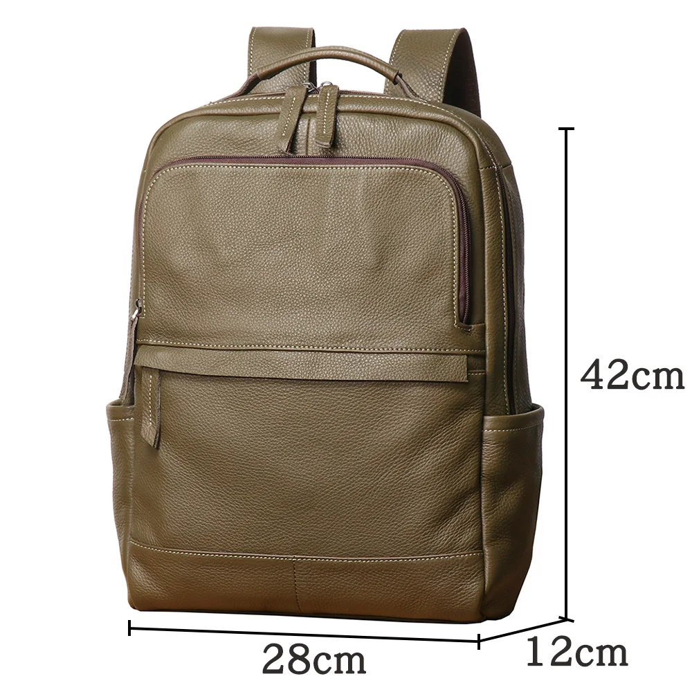 Professional Genuine Full Grain Leather Travel Backpack - Premium Spacious Laptop Bag