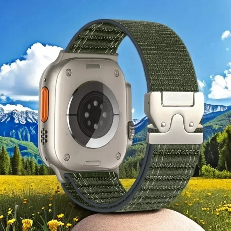 

Nylon Loop for Apple Watch Band Series10 49mm46mm45mm44mm42mm 38mm40mm41mm Parachute Style Buckle for Iwatch Ultra2 S10 9 8 7 6
