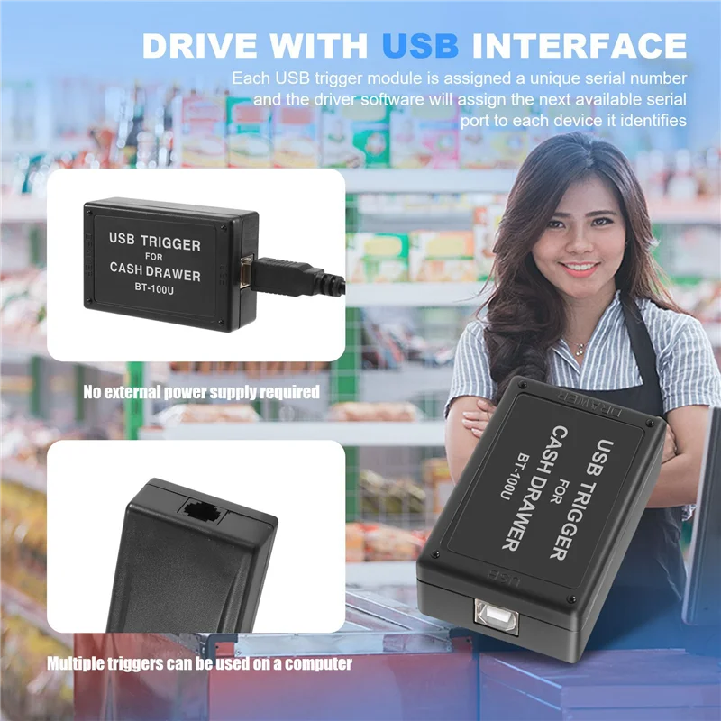 AT53 5X BT-100U Cash Drawer Driver Trigger With USB Interface Drawer Trigger