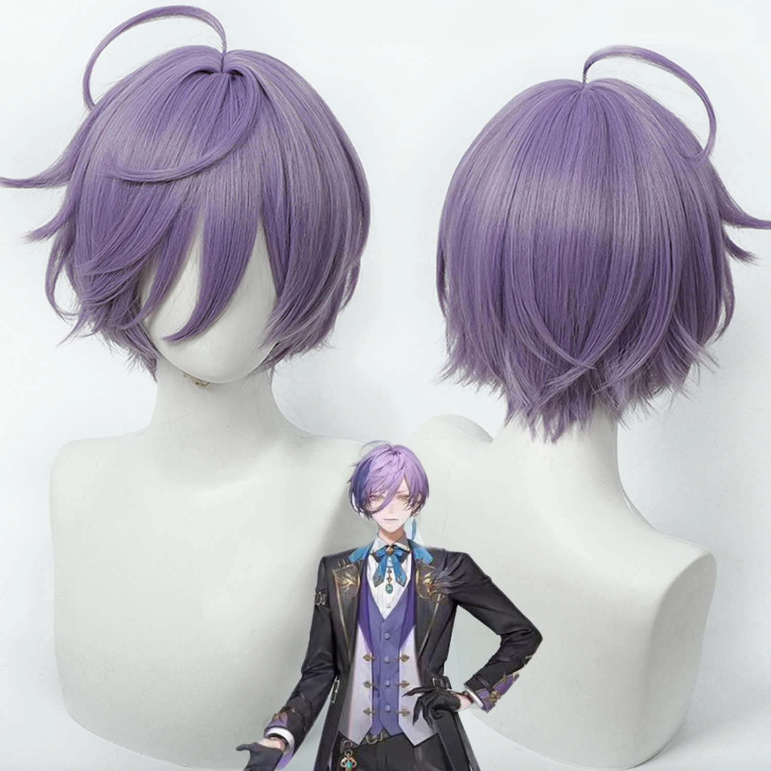 

Парик для косплея Nijisanji Virtual VTuber Аниме-парик Сакики Несс Фиолетовый Аниме-игра Парик для ролевых игр Короткий синтетический парик с челкой