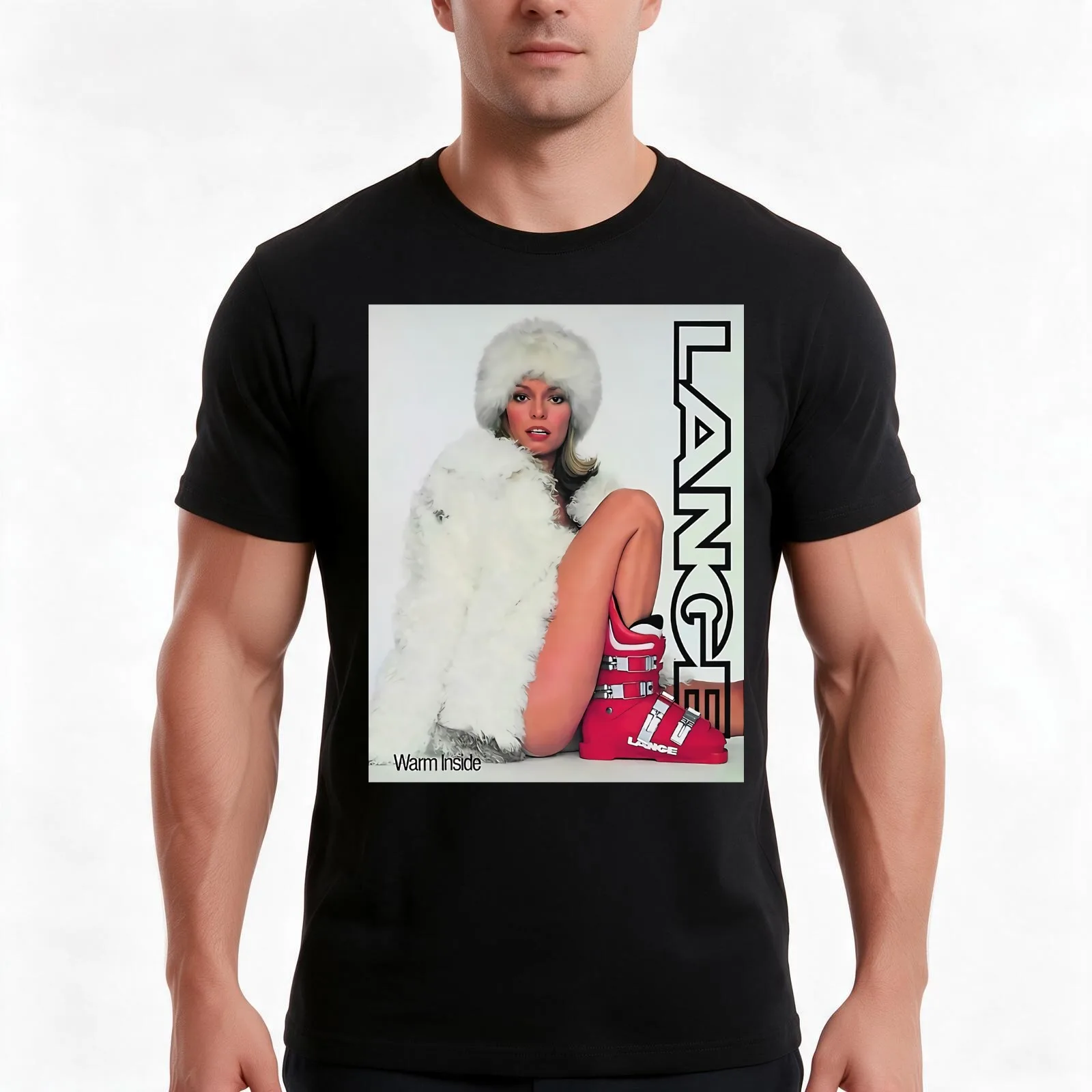 Lange Ski Girl Warm Inside T-Shirt, Summer Casual Cotton Tee, Oversized Streetwear Tops, Vintage Graphic Print, Unisex Men Women