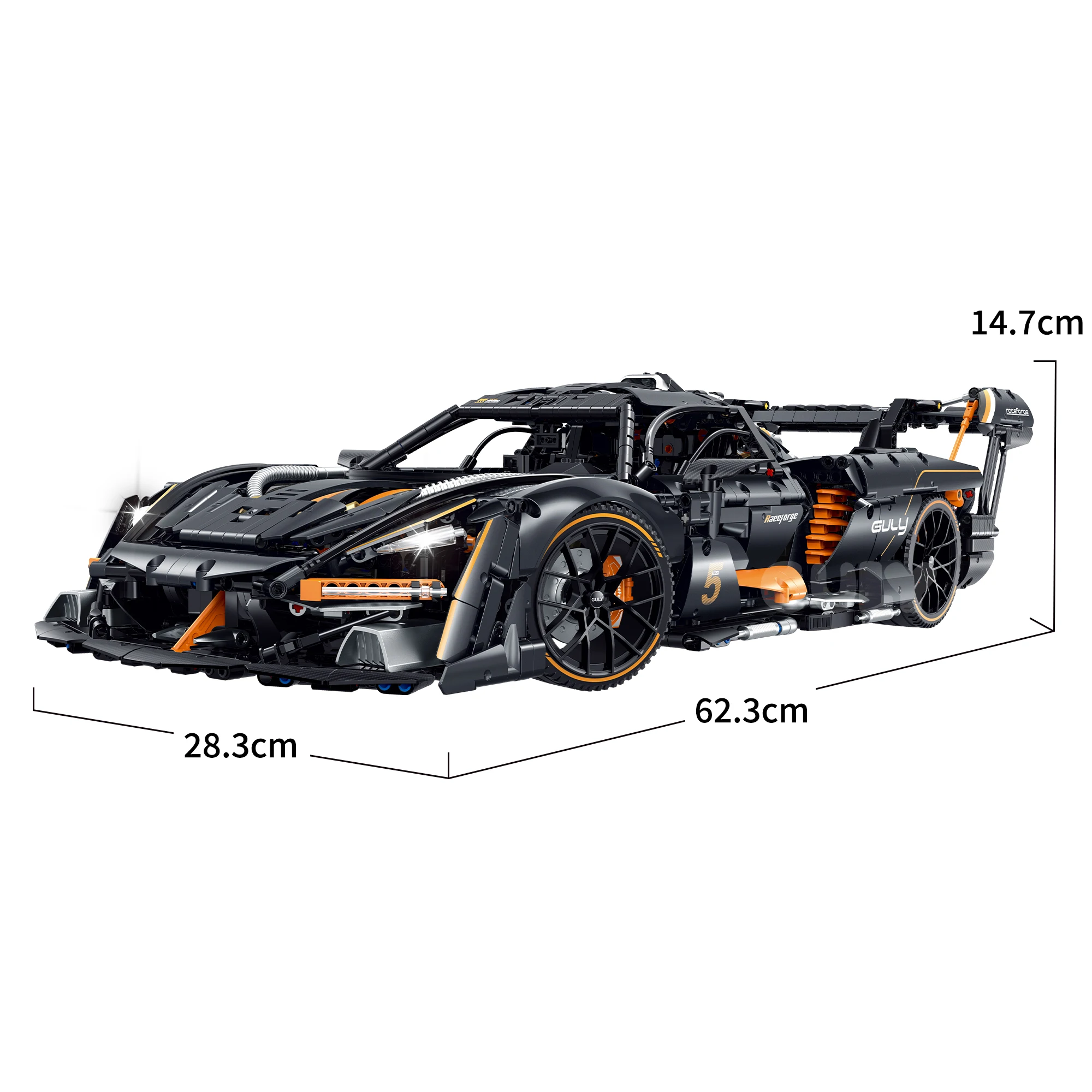 GULY 10646 1:8 Ratio Black Race Car Building Blocks Bricks Kit, Hard Difficulty DIY Model, Intellectual Assembly Toy