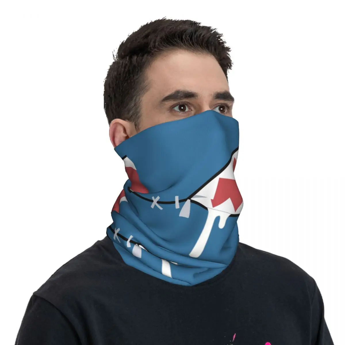 Gawr Gura Shark Mouth Bandana Neck Gaiter Gedrukt Wrap Sjaal Warm FaceMask Fietsen Unisex Volwassen Winddicht