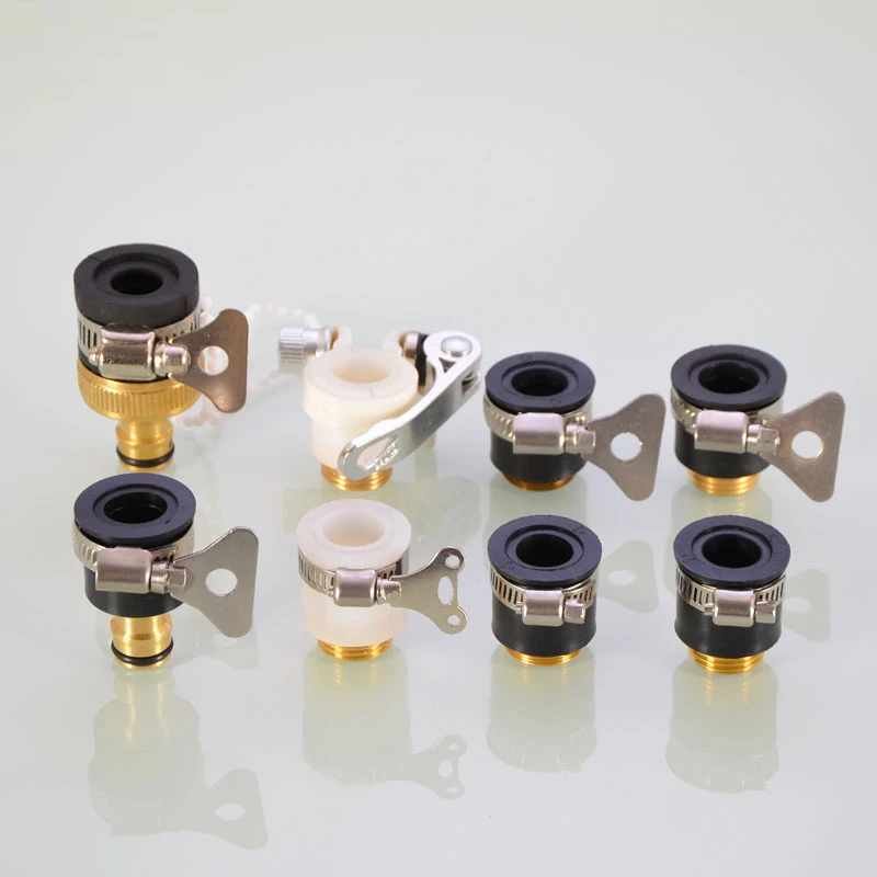 1-10Pcs 범용 스레드 수도꼭지 퀵 커넥터 호스 어댑터 1/2 인치 황동 고무 입구 파이프 피팅