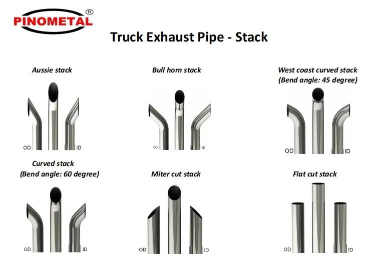 Peças de escape de caminhão personalizadas 7 polegadas 8 "kit de pilha de tubo de escape coroado para Peterbilt 379 Kenworth Freightliner