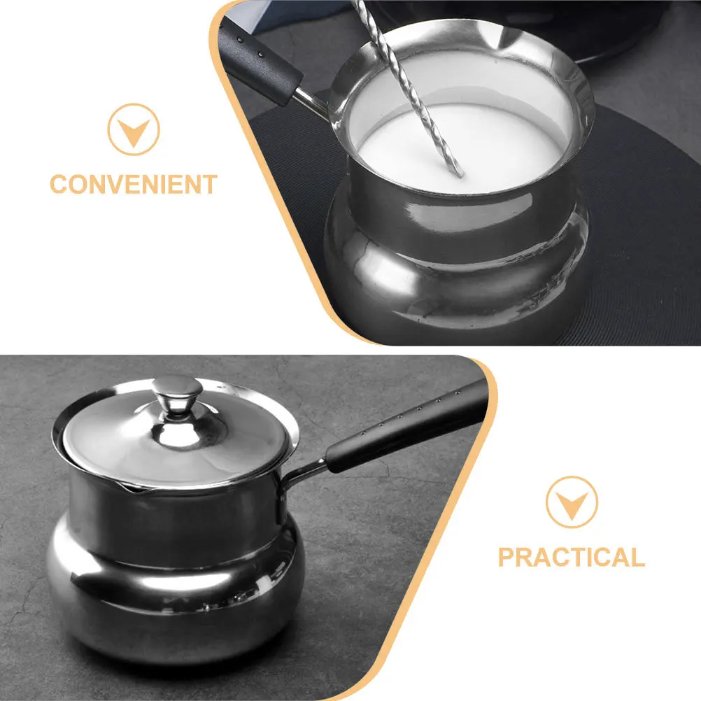 

Small Thickened Stainless Steel Milk Pot Metal Kitchen Cooking Pot for Soup Stew Milk Heating Butter Warmer Deep Fry Pan