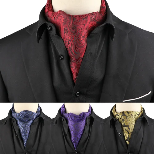 Corbata de bufanda de lujo para hombre, patrón geométrico de puntos de Color sólido, Jacquard Floral, tejido de seda de poliéster, Ascot, corbata, esmoquin, traje, camisa, regalo