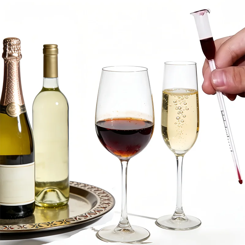 A Set of 1 Alcohol Content Meter with Dropper, Suitable for Manually Measuring the Alcohol Content of Wine (Can Measure from 0 to 25) ° Home Brewing, Laboratory Winemaking, Cocktail Mixing, Alcohol Reading Tester, Manual Measurement, with Alcohol Extraction Dropper, Suitable for Measuring Beer, Champagne, Cocktails, Rice Wine, Fruit Wine, Etc., with Clear Scale, Durable, Professional Brewing Tool. view 3