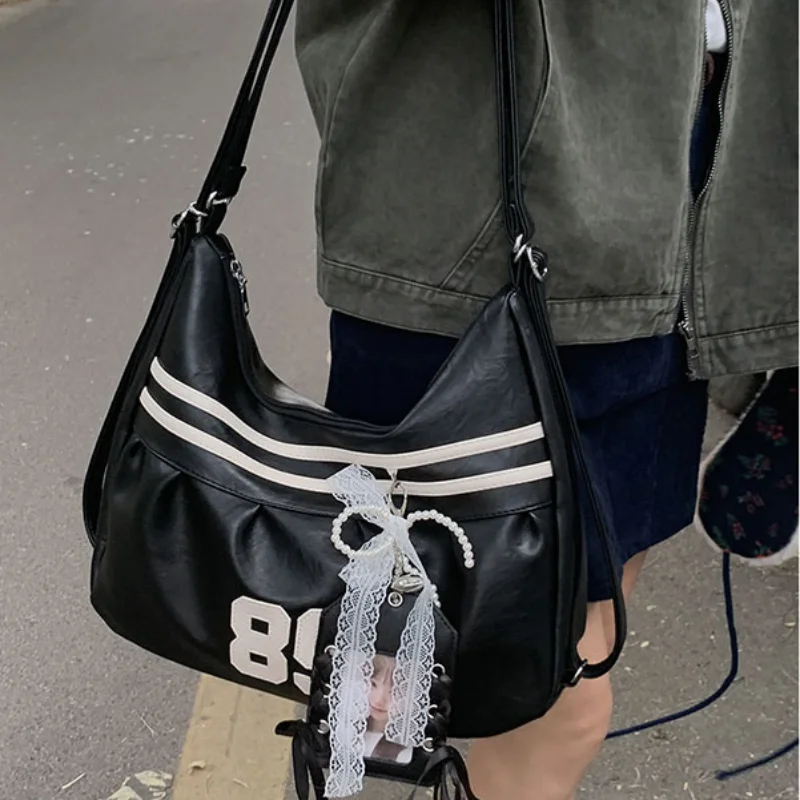 

Женская модная сумка через плечо в стиле ретро, европейско-американский рюкзак в стиле Y2k, простая повседневная кружевная сумка большой вместимости с подвеской