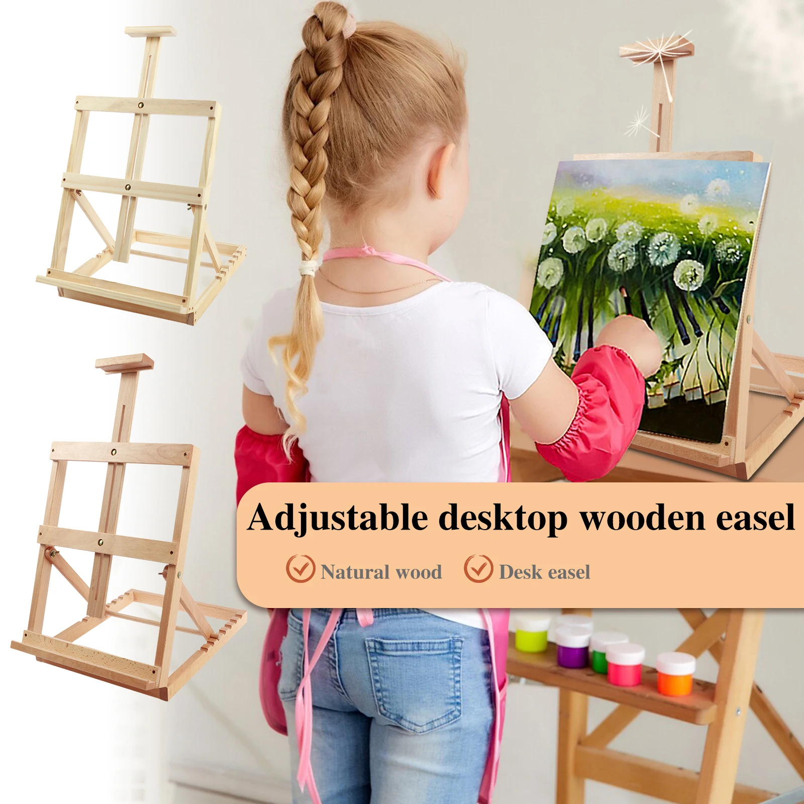 Tabletop Easel 18 Inches H-Frame Wood Easel Adjustable Easel Stand for Painting Multipurpose Desktop Easel for Students