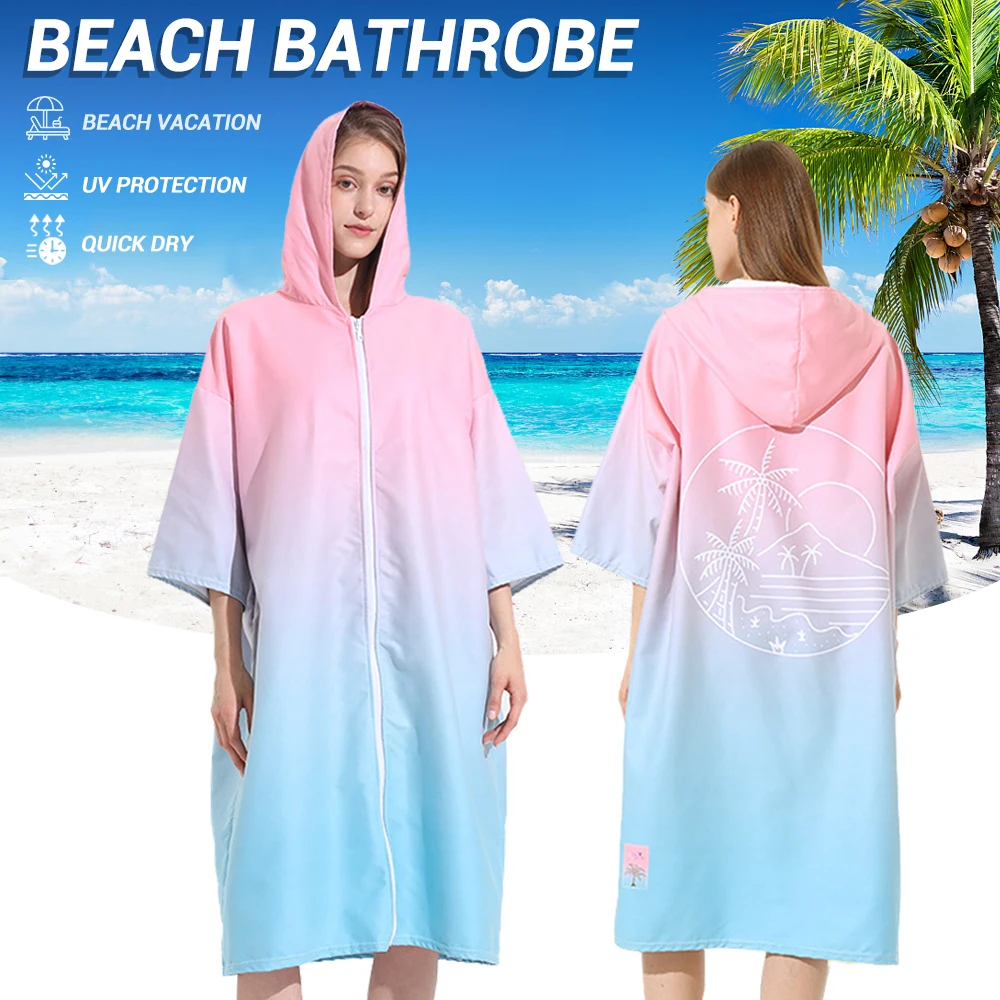 Microfiber Large Beach Towel Wetsuit Changing Swimming Hooded Bath Towels Surf Quick Dry Men Women Bathrobe 2023 New