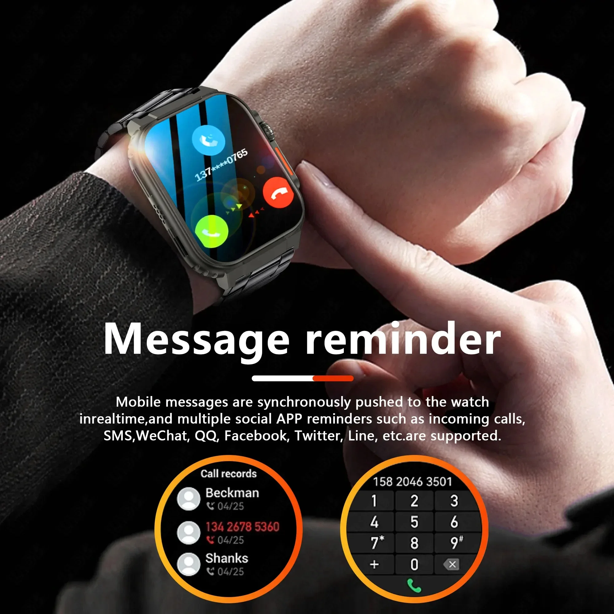 2025 New Military-Crafted AMOLED HD Smart Watch - Bluetooth Call, 600mAh Battery, 100+ Sports Fitness Tracking, Waterproof