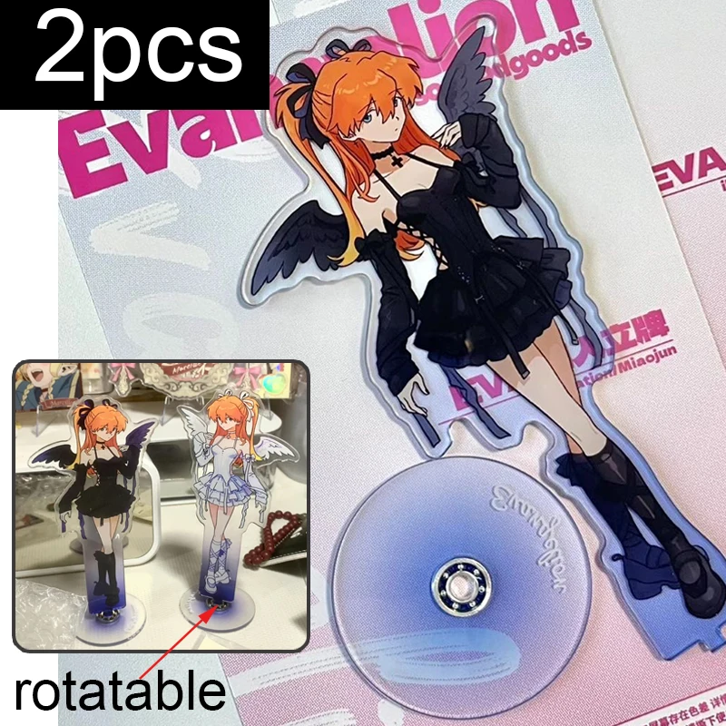 2 stücke Eva Asuka Acryl Ornamente Spielzeug EVANGELION Stehenden Zeichen Drehbare Anime Peripheriegeräte Figur Stehen Desktop Modell Platte Geschenk