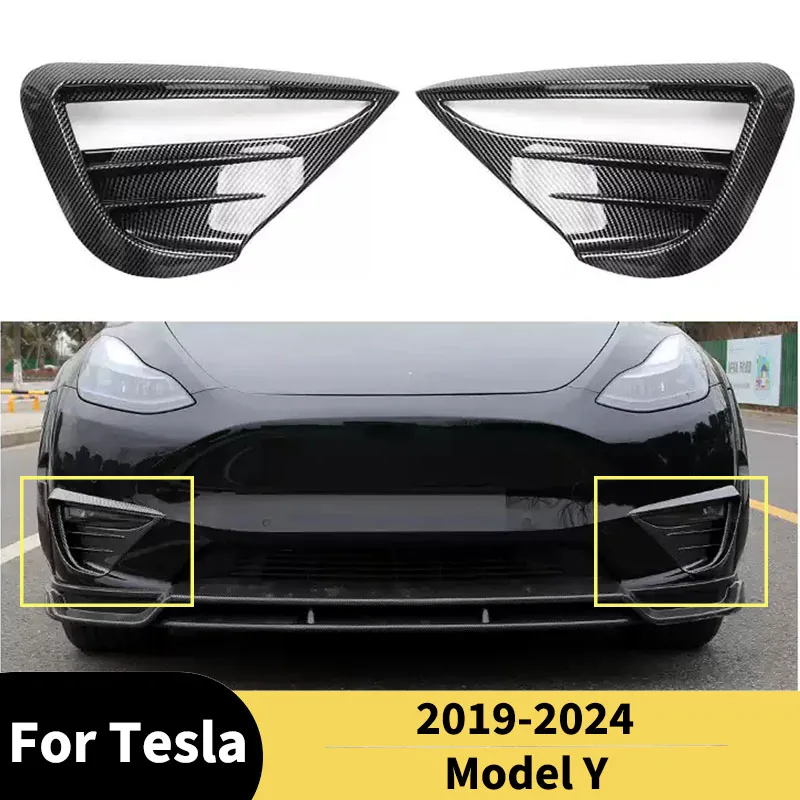 Side Hood Fog Lamp Light Cover for Tesla Model Y 2019-2024 Wolf Teeth Rear Bumper Lip Spoiler Canards Vents Body Kit Accessories