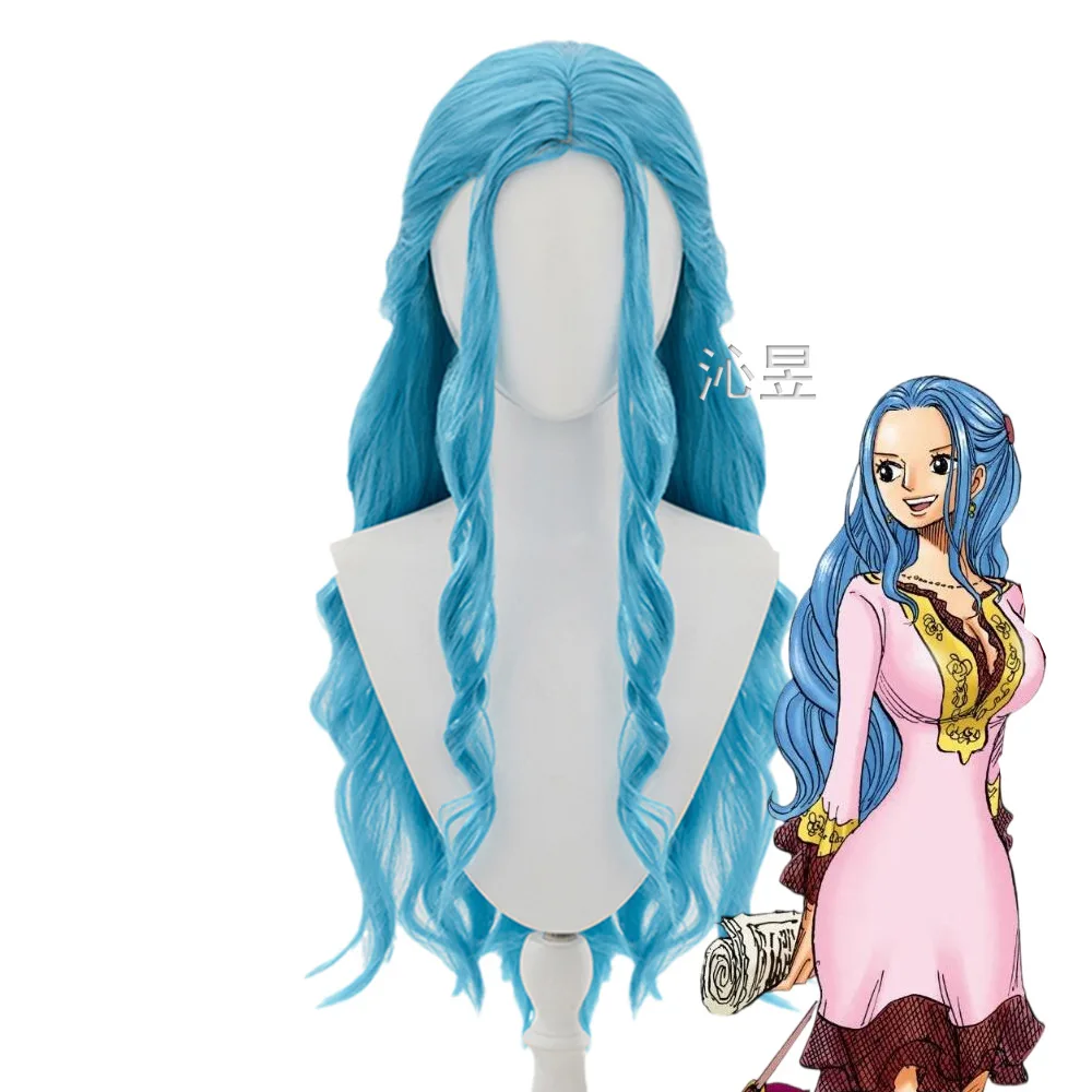 ONE PIECE Nefertari D Vivi Anime Cosplay Wigs Lolita Blue Wavy Long Hair Halloween Christmas Heat Resistant Hair Wig