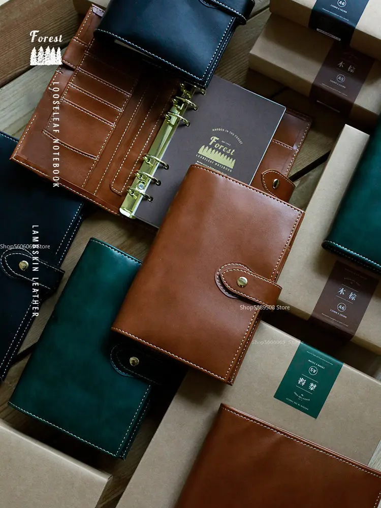 

Vintage Forest Series DIY Soft Leather Handbook Paper Book Six Holes Large Ring Loose-leaf Notepad A5A6 Travel Agenda Book