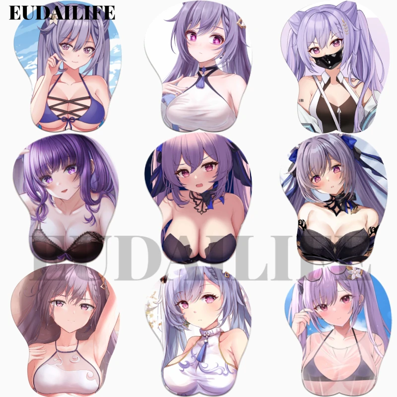 

Keqing Genshin Impact Game 3D Mouse Pad Hand Wrist Rest Mousepad Silicone Breast Oppai Soft Mouse Mat Office Work Otaku Gift