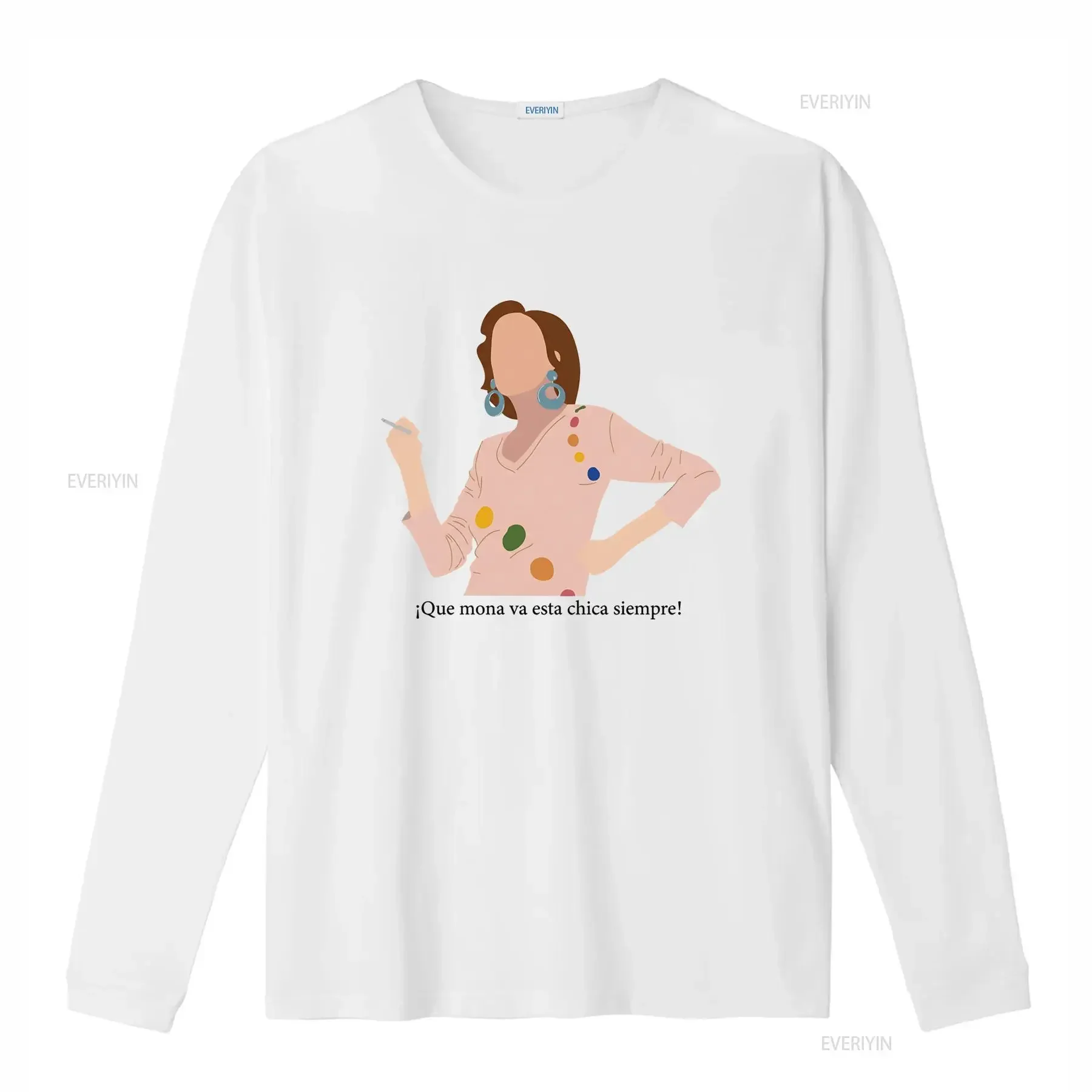 Marisa Anhqv Camiseta Cuán Linda Es Esta Chica Siempre Cuello Redondo Casual Tejido Ligeramente Elástico Corte Regular vintage