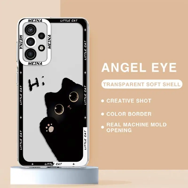 Transparent Soft Case for Samsung Galaxy A35 A55A53 A54 A73 A34 A33 A25 A24 A13 A14 A15 5G Bread Cat Cover